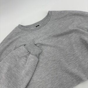Womens L Grey Cropped Sweatshirt Long Sleeve Casual Basic Top
